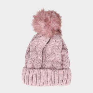 4F Czapka z pomponem damska - różowa