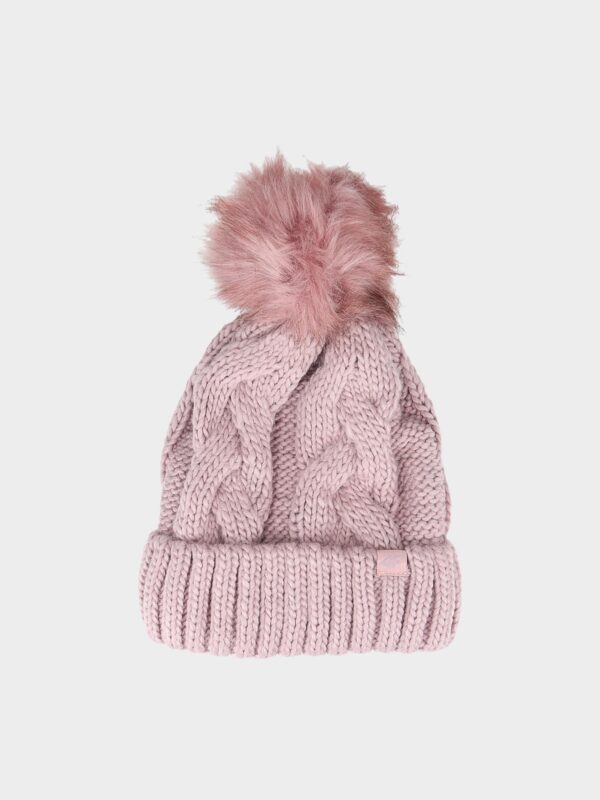 4F Czapka z pomponem damska - różowa