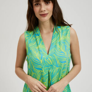 479598b90b1dd990760f27e4b91edb67aac082cc Koszula z dekoltem w serek z tropikalnym wzorem turkusowa