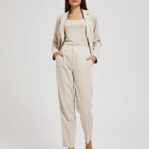 Gładkie spodnie cygaretki beżowe