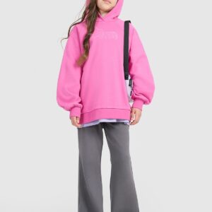 4F Bluza dresowa nierozpinana z kapturem dziewczęca - różowa 146 (10-11 lat)