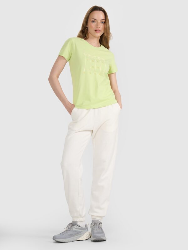 4F T-shirt regular z nadrukiem damski - żółty