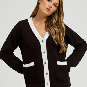 Kardigan z ozdobnymi guzikami z długimi rękawami czarny