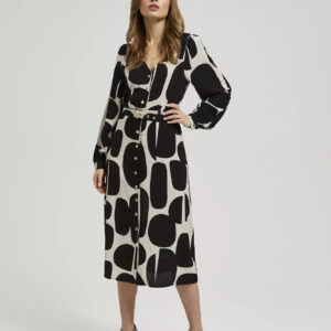 Sukienka z długimi rękawami i paskiem czarna