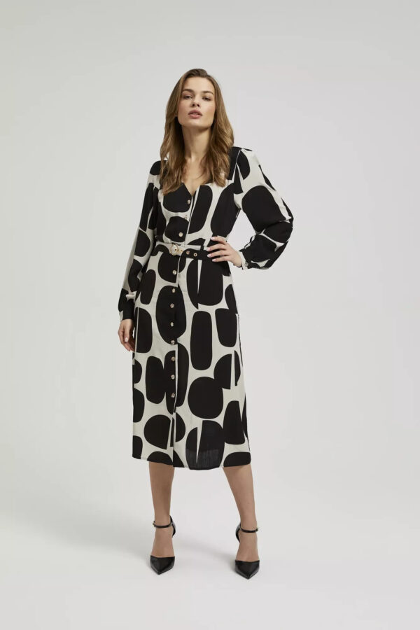 Sukienka z długimi rękawami i paskiem czarna