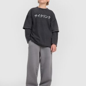 48d119fe6e1cb12a327f58ea7e304a9075d0cf17 4F Longsleeve oversize z nadrukiem chłopięcy - szary 122 (6-7 lat)