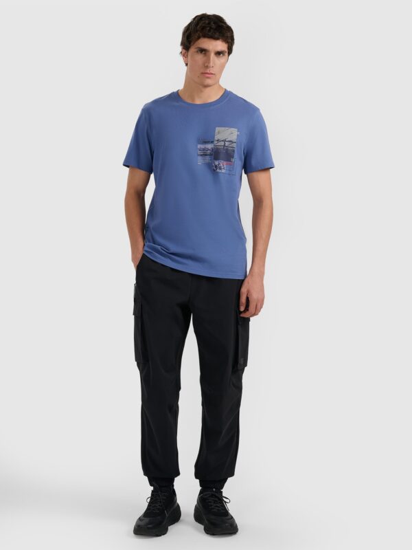 4F T-shirt regular z nadrukiem męski - granatowy