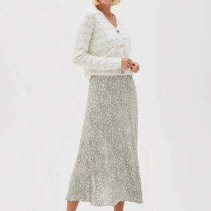 Wiskozowa spódnica midi oliwkowa