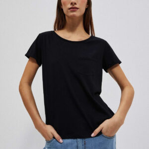 4975083ec385193d2417d6707d8ac906bf32a161 Bawełniany t-shirt z kieszkonką i krótkimi rękawami czarny