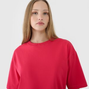 4F T-shirt oversize gładki damski - różowy