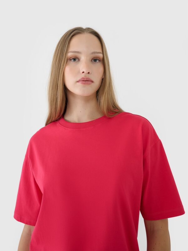 4F T-shirt oversize gładki damski - różowy