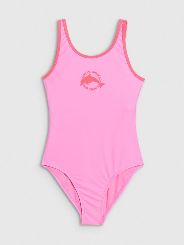 4F Kostium kąpielowy jednoczęściowy dziewczęcy - różowy 158/164 (12-14 lat)