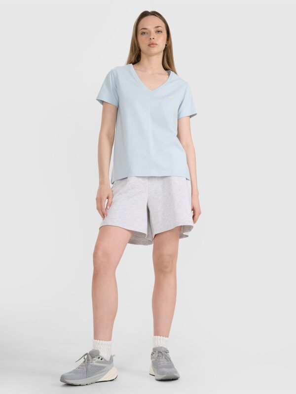 4F T-shirt oversize gładki damski - niebieski