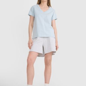 4F T-shirt oversize gładki damski - niebieski