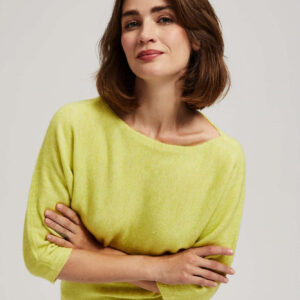 Sweter z rękawem 3/4 limonkowy
