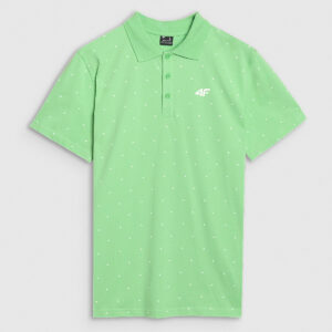 4F Koszulka polo regular z nadrukiem męska - zielona