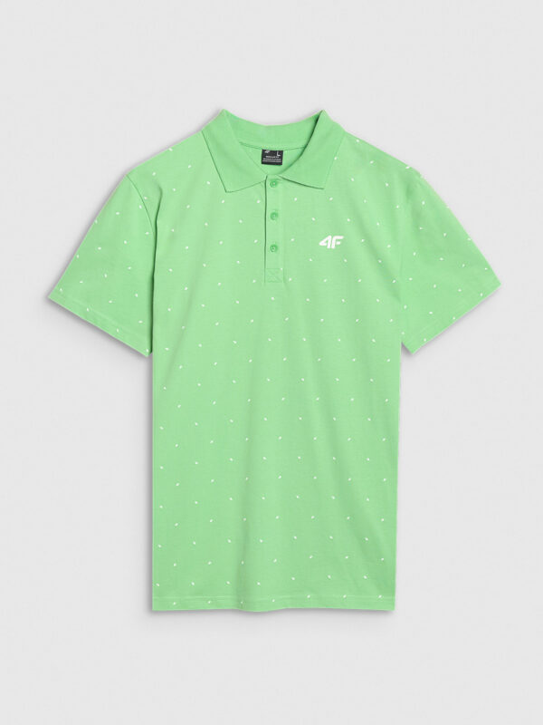 4a3586bc272fbd8a054ced9ba47135b9f5429219 4F Koszulka polo regular z nadrukiem męska - zielona