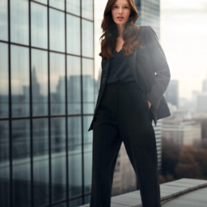 Elegancka marynarka z ozdobnymi klapami czarna