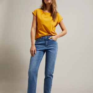 Gładkie jeansy boyfriend niebieskie