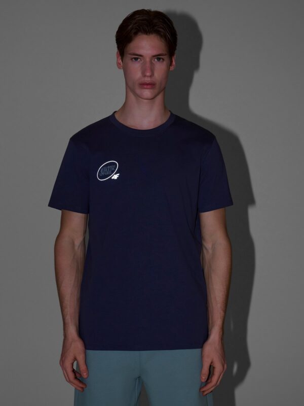 4F T-shirt regular z nadrukiem męski - szary