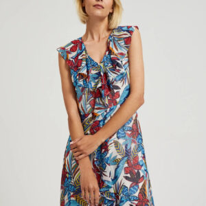 Sukienka w kwiaty midi czerwona