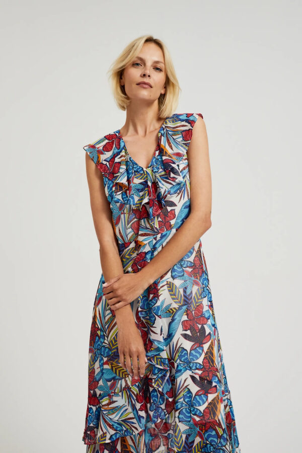 Sukienka w kwiaty midi czerwona