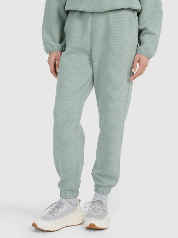 4b8dd6811d913a6b31b9a0f954ed2dda57a37a7e 4F Spodnie dresowe z waflowej dzianiny damskie - turkusowe