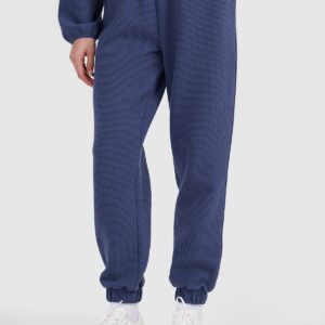 4F Spodnie dresowe z waflowej dzianiny damskie - granatowe