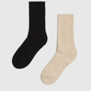 2 pack długich skarpet czarny, beżowy