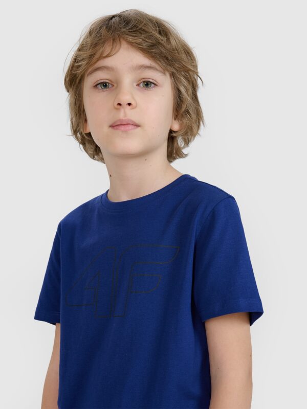 4c3071fee65d4ba73422e6e84bc02d70cd3c8403 4F T-shirt z nadrukiem chłopięcy - niebieski 128 (7-8 lat)