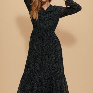 Sukienka z falbaną i printe