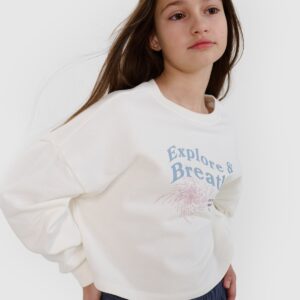 4F Bluza dresowa nierozpinana bez kaptura dziewczęca - biała 146 (10-11 lat)