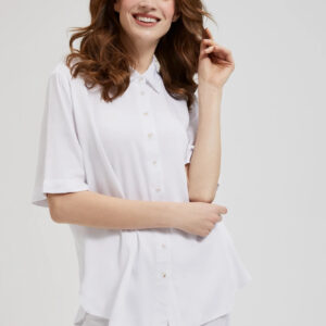 Biała wiskozowa koszula z kołnierzykie