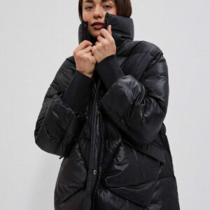 Pikowana kurtka z kołnierzem czarna