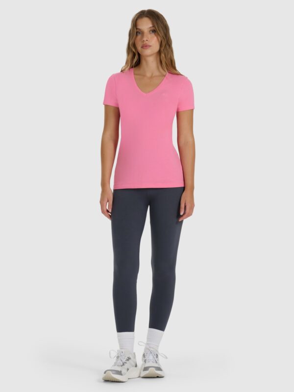 4F T-shirt slim gładki damski - różowy