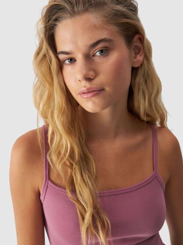 4F Crop-top slim gładki z modalem damski - różowy