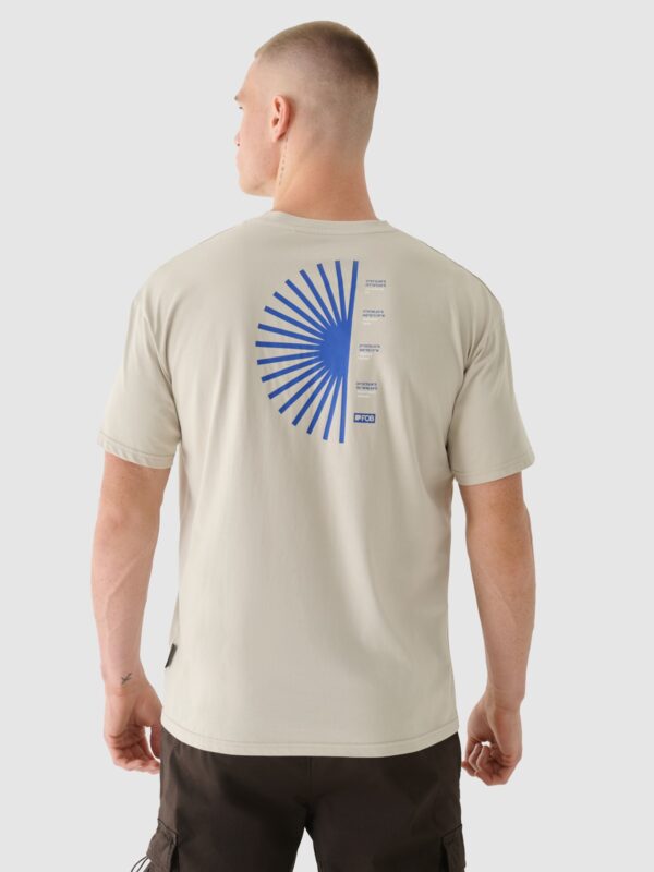 4F T-shirt oversize z nadrukiem męski - beżowy