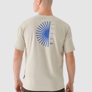 4F T-shirt oversize z nadrukiem męski - beżowy