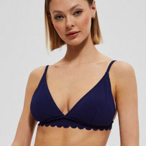 Góra od bikini z gładkiego materiału granatowa