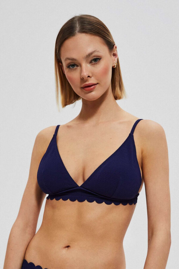 Góra od bikini z gładkiego materiału granatowa