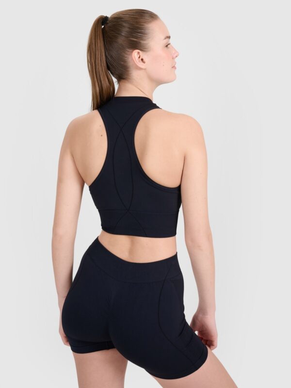 4F Crop-top treningowy slim bezszwowy damski - czarny