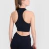 4F Crop-top treningowy slim bezszwowy damski - czarny