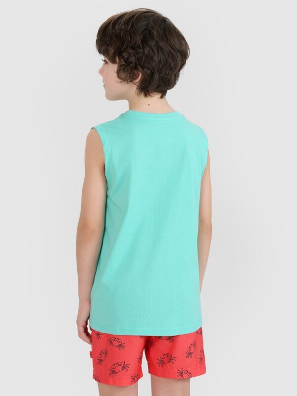 4F Tank top regular z nadrukiem chłopięcy - turkusowy 164 (13-14 lat)