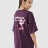 4f020fad66bd7e7ef9faeb3e2214e7a288b1a4cb 4F T-shirt oversize z nadrukiem dziewczęcy - fioletowy 128 (7-8 lat)