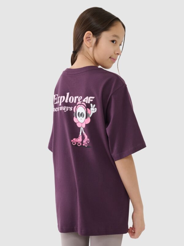 4f020fad66bd7e7ef9faeb3e2214e7a288b1a4cb 4F T-shirt oversize z nadrukiem dziewczęcy - fioletowy 128 (7-8 lat)