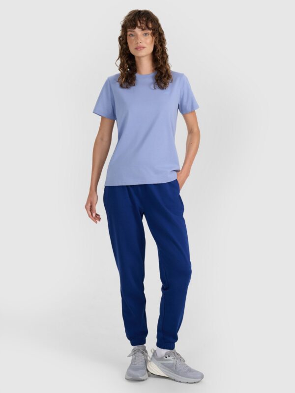 4F T-shirt regular gładki damski - granatowy