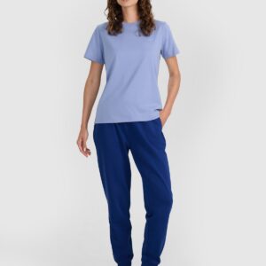 4F T-shirt regular gładki damski - granatowy