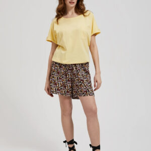 Bluzka z kieszonką i podwijanymi rękawami żółta