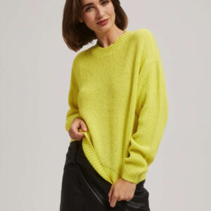 Sweter z okrągłym dekoltem limonkowy