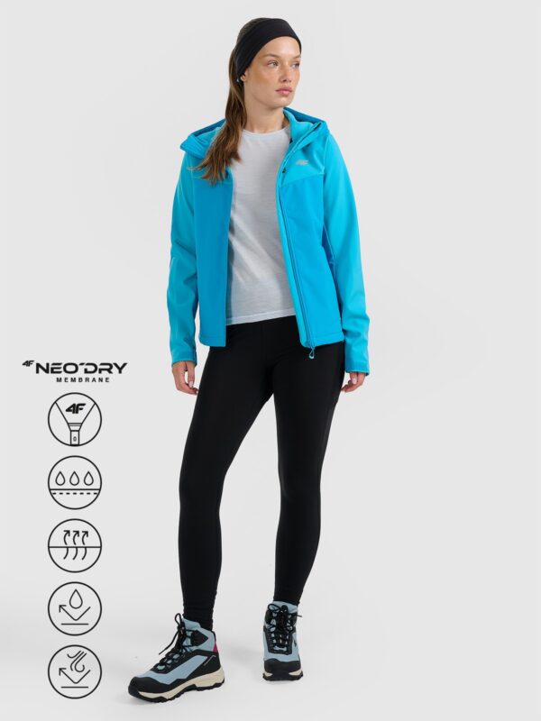 4F Kurtka softshell wiatroodporna membrana 8000 damska - niebieska